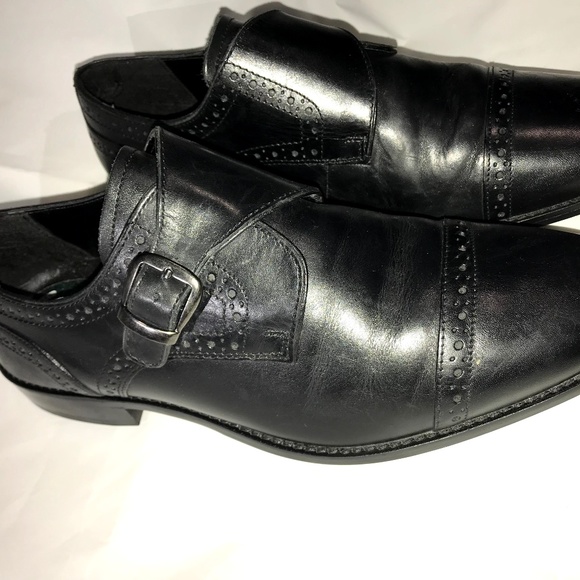 Nunn Bush Black Loafers Cross Buckle Cap Toe Sz10W - Picture 3 of 8